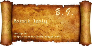 Bozsik Ipoly névjegykártya